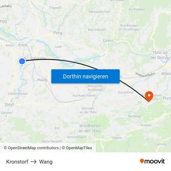 Kronstorf to Wang map