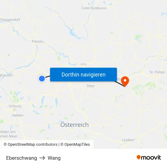 Eberschwang to Wang map