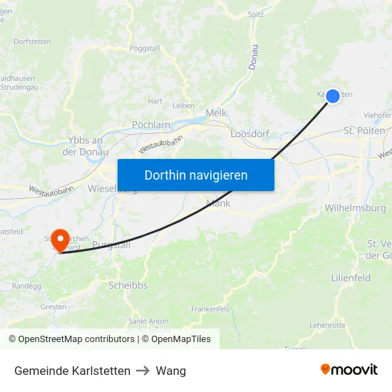 Gemeinde Karlstetten to Wang map