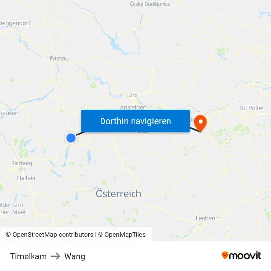 Timelkam to Wang map