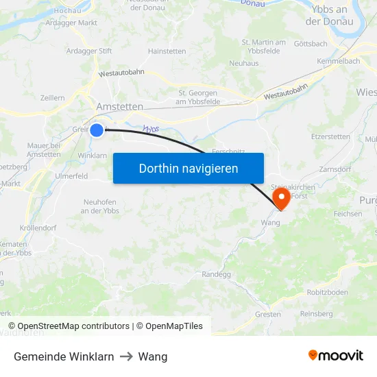 Gemeinde Winklarn to Wang map