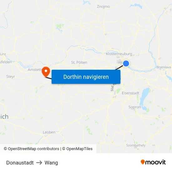 Donaustadt to Wang map