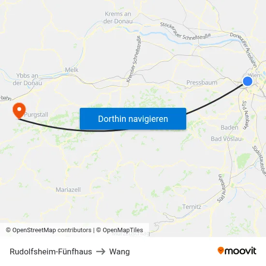 Rudolfsheim-Fünfhaus to Wang map