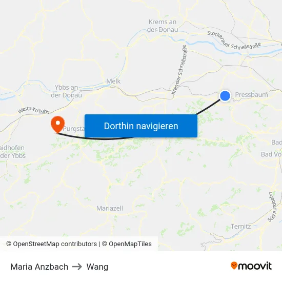 Maria Anzbach to Wang map