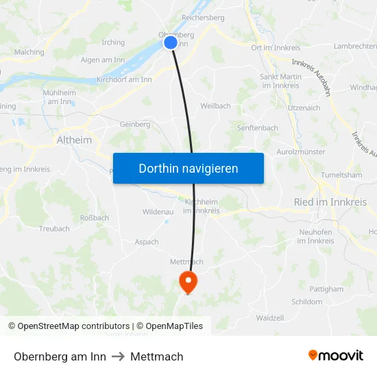 Obernberg am Inn to Mettmach map