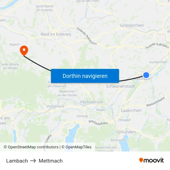 Lambach to Mettmach map