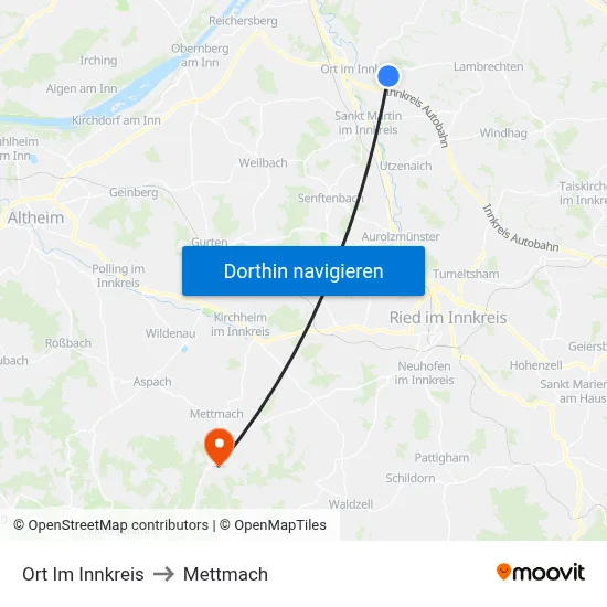 Ort Im Innkreis to Mettmach map