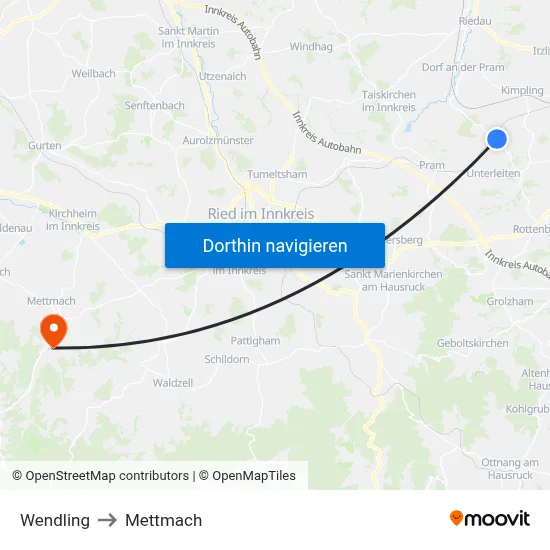 Wendling to Mettmach map