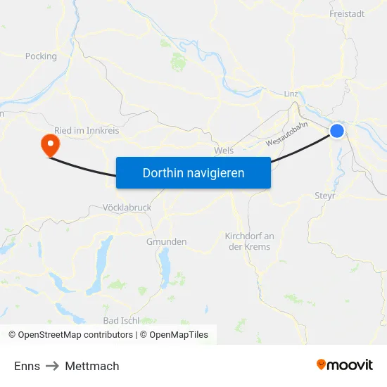Enns to Mettmach map