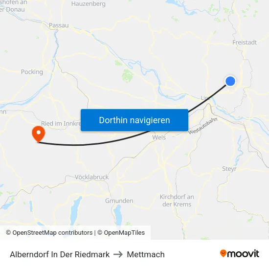 Alberndorf In Der Riedmark to Mettmach map