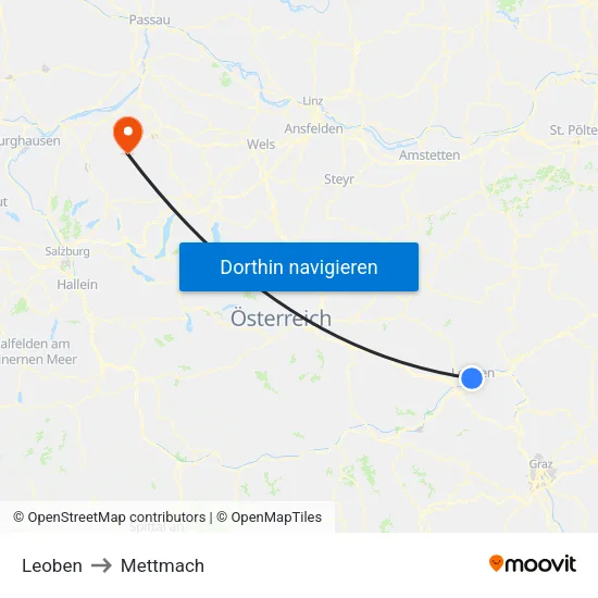 Leoben to Mettmach map