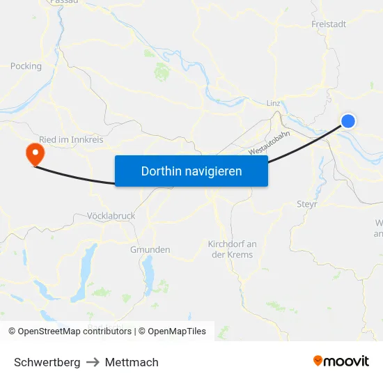Schwertberg to Mettmach map