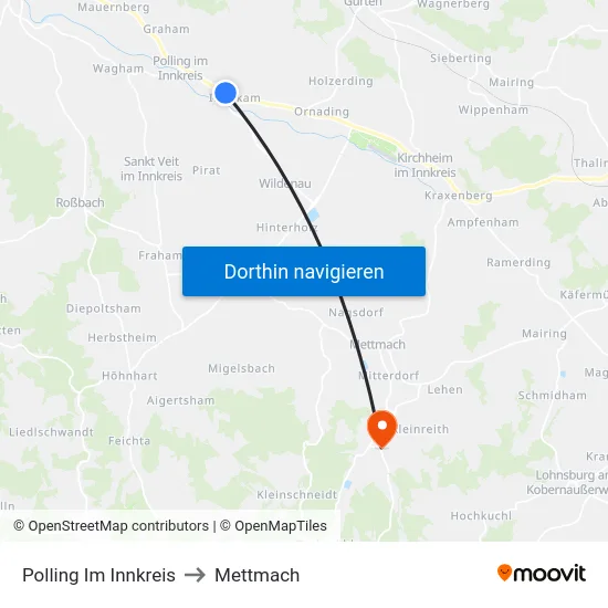 Polling Im Innkreis to Mettmach map