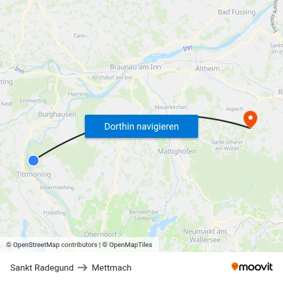 Sankt Radegund to Mettmach map