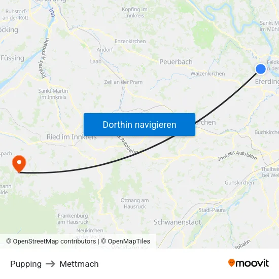 Pupping to Mettmach map