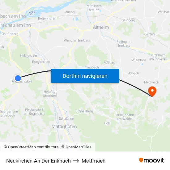 Neukirchen An Der Enknach to Mettmach map