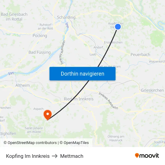 Kopfing Im Innkreis to Mettmach map