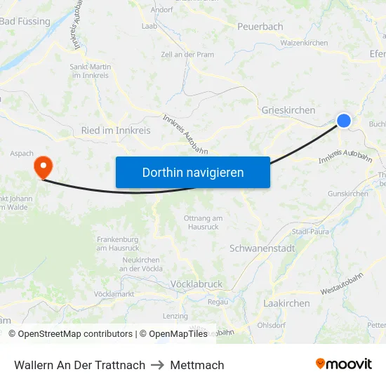 Wallern An Der Trattnach to Mettmach map