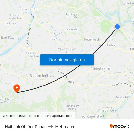 Haibach Ob Der Donau to Mettmach map