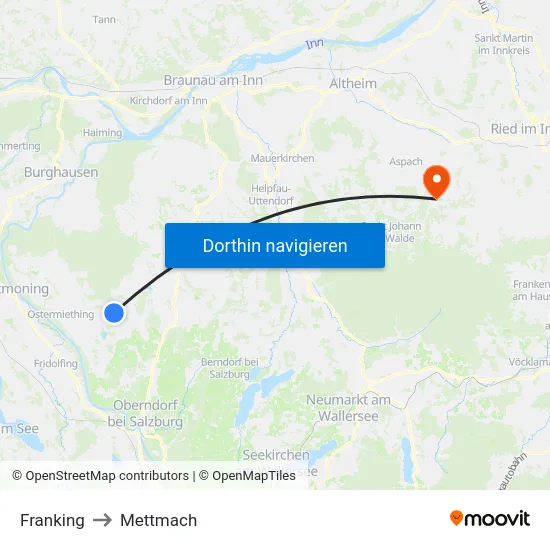Franking to Mettmach map