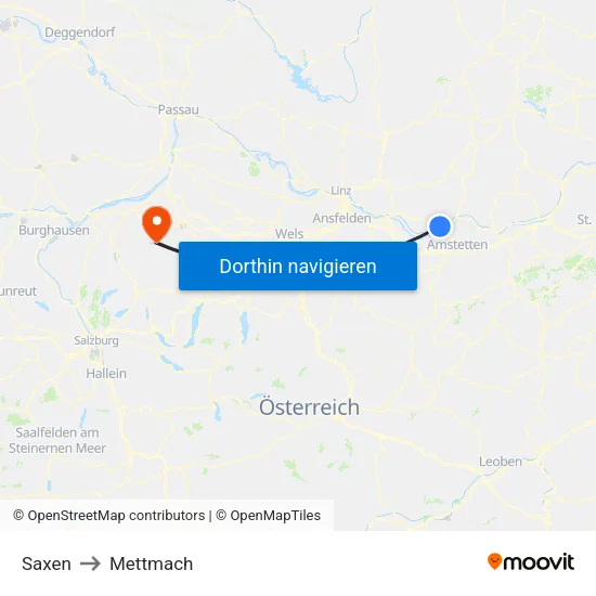 Saxen to Mettmach map