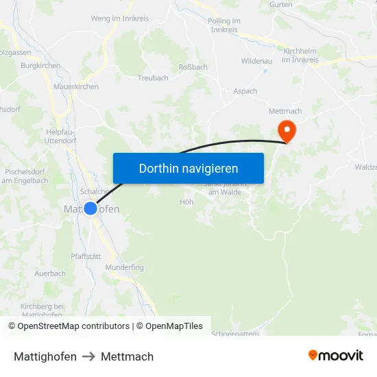 Mattighofen to Mettmach map