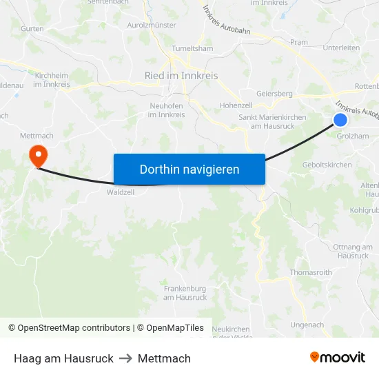 Haag am Hausruck to Mettmach map