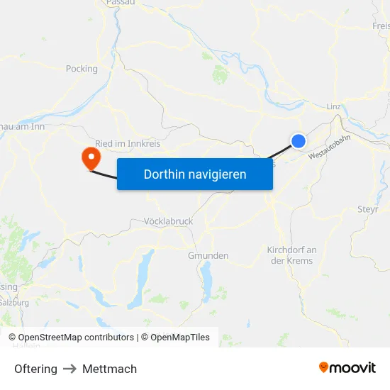 Oftering to Mettmach map