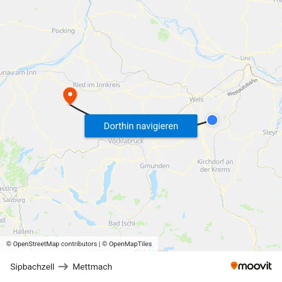 Sipbachzell to Mettmach map