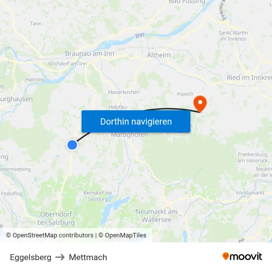 Eggelsberg to Mettmach map