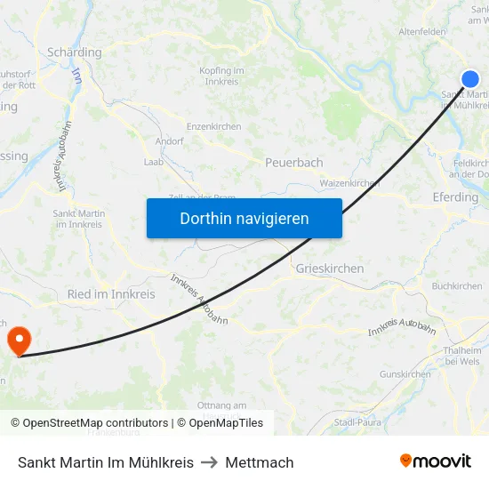 Sankt Martin Im Mühlkreis to Mettmach map