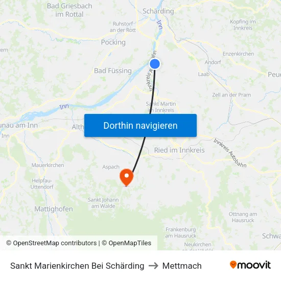 Sankt Marienkirchen Bei Schärding to Mettmach map