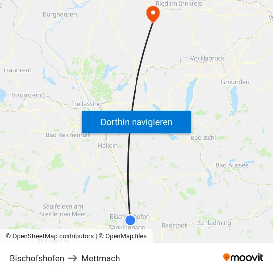 Bischofshofen to Mettmach map