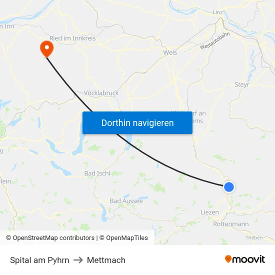 Spital am Pyhrn to Mettmach map