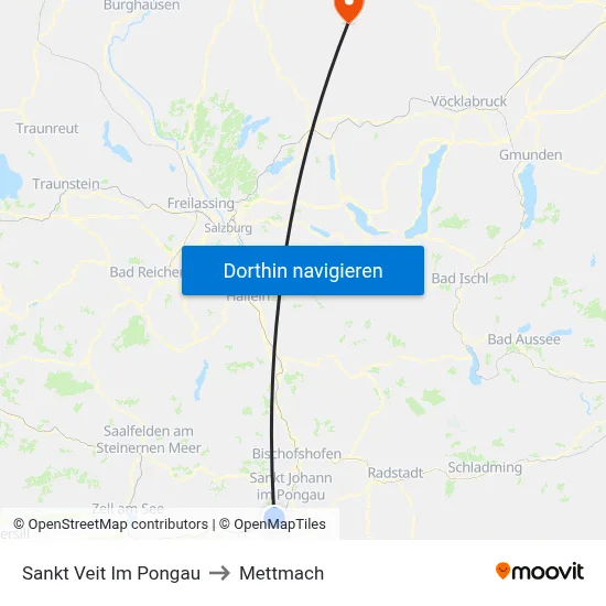 Sankt Veit Im Pongau to Mettmach map