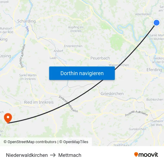 Niederwaldkirchen to Mettmach map