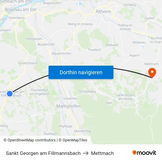 Sankt Georgen am Fillmannsbach to Mettmach map