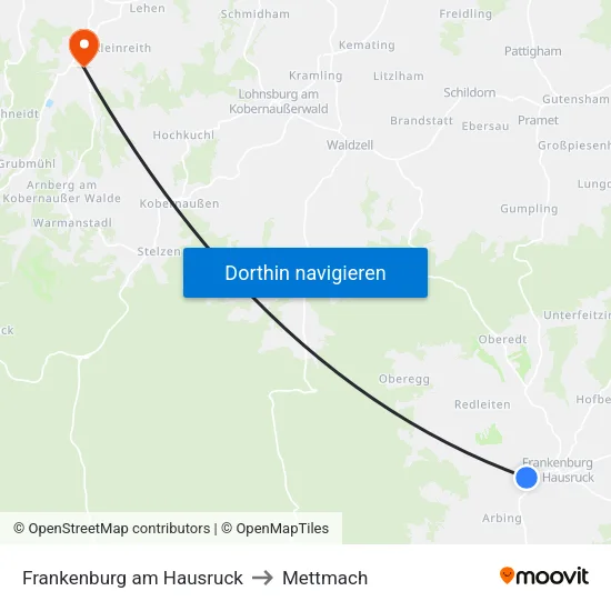 Frankenburg am Hausruck to Mettmach map