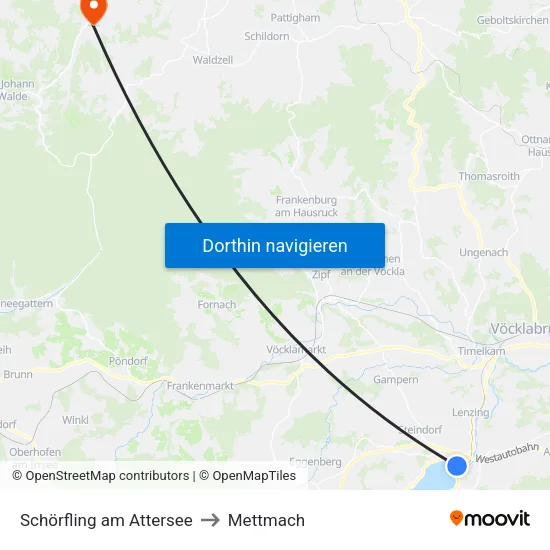 Schörfling am Attersee to Mettmach map