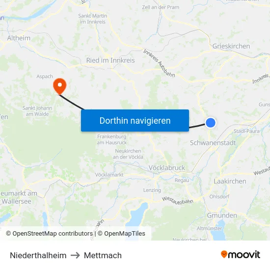 Niederthalheim to Mettmach map