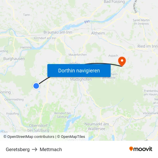 Geretsberg to Mettmach map