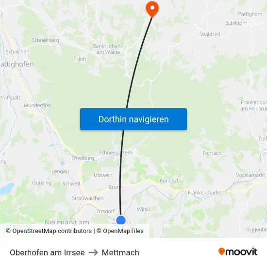 Oberhofen am Irrsee to Mettmach map