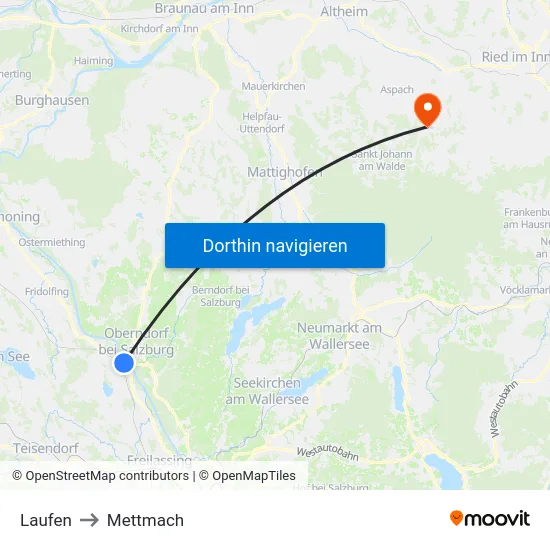 Laufen to Mettmach map