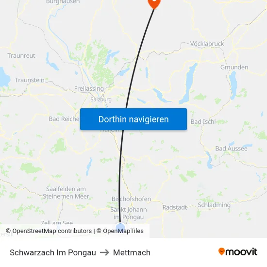 Schwarzach Im Pongau to Mettmach map