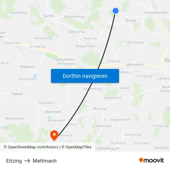 Eitzing to Mettmach map