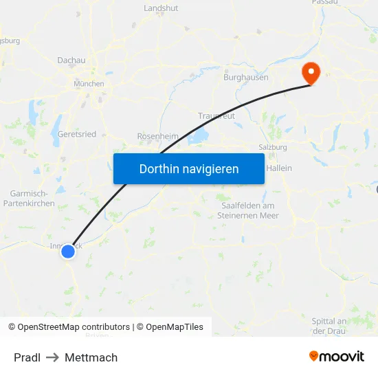 Pradl to Mettmach map