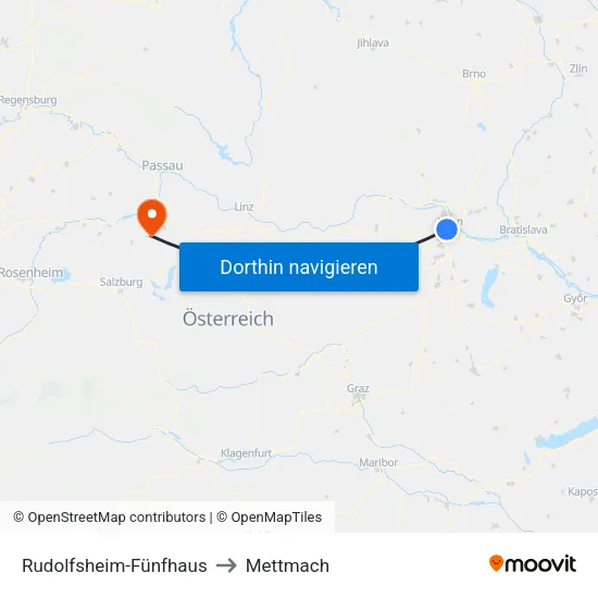 Rudolfsheim-Fünfhaus to Mettmach map