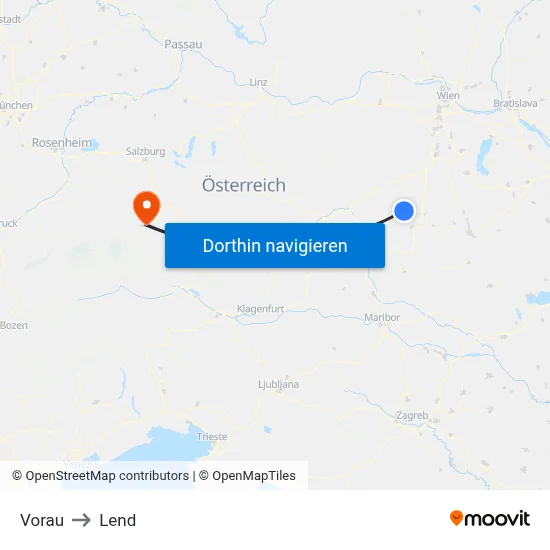 Vorau to Lend map