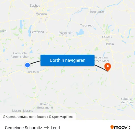 Gemeinde Scharnitz to Lend map