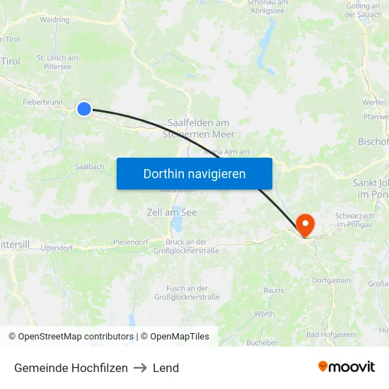 Gemeinde Hochfilzen to Lend map